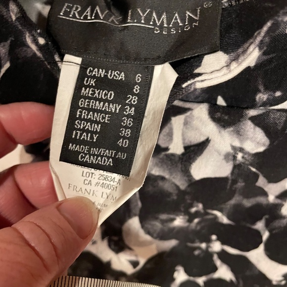 Frank Lyman Size 6 Floral Black and White Pants - Picture 2 of 5
